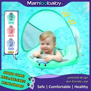 Inflatable Baby Float with Sunshade Canopy and Crotch Strap