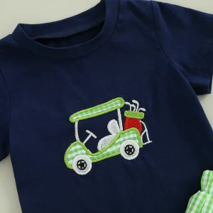 Boys Tee and Plaid Shorts with Suspenders