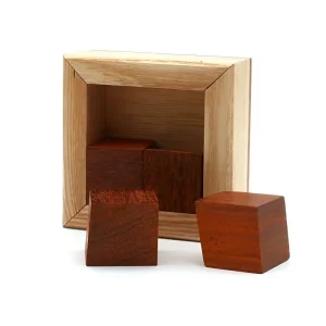 Wooden Brain Teaser Puzzle Box Logic Cube is High Difficulty Mind Challenge