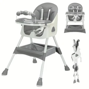 Foldable High Chair for 6 Months Plus,  Toy Rack and Anti-slip Pad